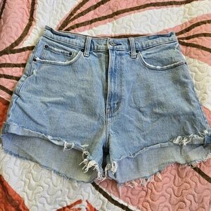 Abercrombie & Fitch Distressed Blue Jean Shorts